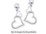 Stunning 10k. Gold Genuine Diamond Hearts Dangle Earrings