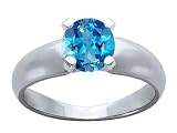 1.00 cts Blue Topaz Ring - 14kt White or Yellow Gold LIFETIME WARRANTEE