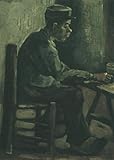 IMAGE OF Hand Made Oil Reproduction - Vincent Van Gogh - 24 x 34 inches - Peasant Sitting at a Table