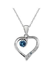 Genuine Blue Diamond Gemstone 18k White Gold Heart Shape Pendant with Chain