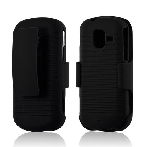 Intensity 3 Case, [Black] Supreme Protection Rubberized Plastic on Silicone Dual Layer Hybrid Case with Holster & Belt Clip for Samsung Intensity 3