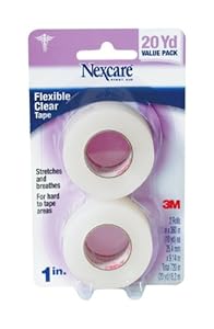 Nexcare Flexible Clear Carded 1-Inch Wide First Aid Tape, 10-Yard Roll, 2-Count Boxes