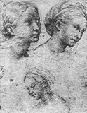 Raffael (Study on Mental Health-Loggia, head studies) Art Poster Print - 13" X 19"
