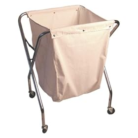 Laundy Caddy Cart - With Sturdy Canvas Bag (Chrome) (35"H x 24.5"W x 21.25"D)