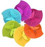 Silicone Cup Lids - Creative Butterfly Mug Cover From ME.FAN - Anti-dust Airtight Seal Silicone Drink Cup Lids - Hot Cup Lids 6 Set In Bright Colors