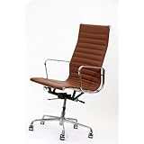 Ribbed High Back Office Chair in Genuine Terra Cotta Leather - Ships in 24 Hours with Money Back Guarantee