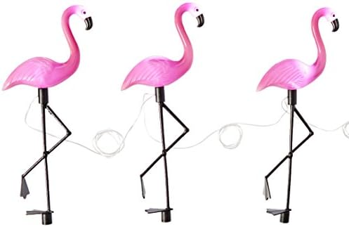 PPR Direct Marketing 10471 Solar Powered Flamingo Statue (Set of 4), Pink
