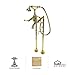 Rohl AKIT1401XCIB Kit Country Bath Floor Mounted Exposed Tub Shower Mixer Package with Metal Insert Handshower and Crystal Cross Handles, Inca Brass
