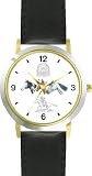 Horse Collage - Paint, Palomino and Appaloosa and Indians - JP - Horse - WATCHBUDDY® DELUXE TWO-TONE THEME WATCH - Arabic Numbers - Black Leather Strap-Children's Size-Small ( Boy's Size & Girl's Size )