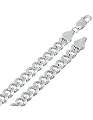 7MM Thick - Cuban Link Curb Chain Necklace/Bracelet - Genuine .925 Solid Sterling Silver