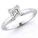 Jewelry : 14k White Gold 1/3 Carat Princess Cut Solitaire Diamond Ring - (I-J;I1-I2)