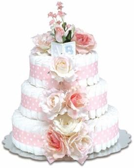 Bloomers Pink Roses with Polka Dots Large Diaper Cake