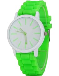 2013newestseller Green Fashion Women Geneva Silicone Rubber Jelly Gel Quartz Analog Sports Wrist Watch