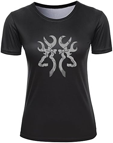 YIZIMI Browning logo Ultimate Poly Cotton Short Sleeve Black Women Tee