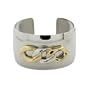 Women's Gold Plated Stainless Steel Polished Cuff Bracelet and Polished Chain Design, 7.75"