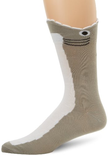 K. Bell Socks Men's Wide Mouth Shark, Gray, 10-13