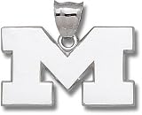 Michigan Wolverines Solid Sterling Silver Block ''M'' Giant Pendant