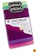 Charles Leonard Inc. Clipboard Plastic/Transparent with Low Profile Clip, Letter Size, Neon Assorted, 3 Each (89775)