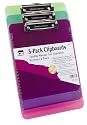 Charles Leonard Inc. Clipboard Plastic/Transparent with Low Profile Clip, Letter Size, Neon Assorted, 3 Each (89775)