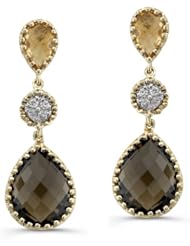 14k Yellow Gold 0.07 Ctw Tricolor Diamond Earrings