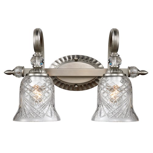 Golden Lighting 8118BA2PW Bath Vanity with Iced Crystal Glass Shades