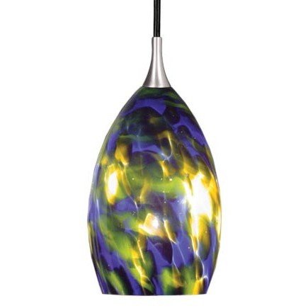 Milano Mini Floral Fusion Glass Pendent in Satin Nickel