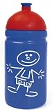 ISIfeel Trinkflasche 500ml Strichmännchen blau-weiß-rot, schadstofffrei, spülmaschinengeeignet, auslaufsicher auch bei Sprudel