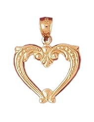 Dazzlers Solid 14k Gold Heart Charm Pendant Available in three colors from jewelsberry (weights: 1.7 grams only)