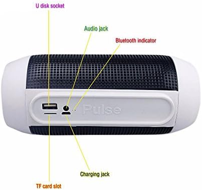Voscale Portable Wireless Bluetooth Speaker 360 LED Lights Speakers Support U-Disk &amp; TF Card Boombox for iPhone Samsung - White