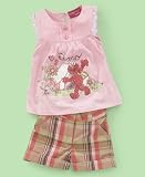 Sesame Street Baby Girl Plaid Shorts Set