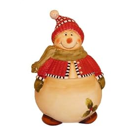 Snowman Delight Hand-painted Cookie Jar by ecWorld