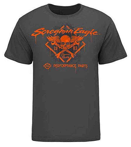 Harley-Davidson Men's Screamin' Eagle Paint Drip Skull T-Shirt, Gray HARLMT0225