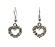 Earrings - E187 - Crystal Hearts (Sm) - Antique Silver Tone Finish ~ Black Diamond (Gray / Grey)