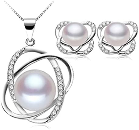 Natural Pearl Jewelry Set for Women Fashion Top Quality 925 Sterling Silver Necklace&earrings