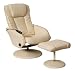 Relaxateeze Lazio Cream Leather Massage Swivel Recliner Chair with Footstool
