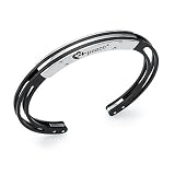 Stainless Steel and Black Rhodium Bangle Bracelet