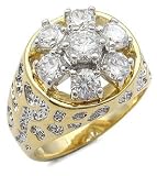 2 Toned 14k gold plated Italian Style Mens CZ Ring