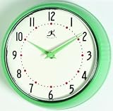 Infinity Instruments Retro Round Metal Wall Clock, Green