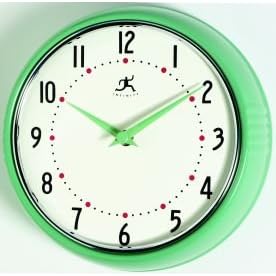 Infinity Instruments Retro Round Metal Wall Clock, Green