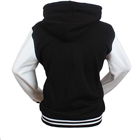 Stylistark Women's Letter A Varsity Letterman Baseball Hoodies Cotton Jacket M Black-White