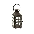 16" Mission Style Weathered Black Pillar Candle Lantern