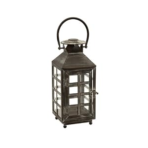 16 Mission Style Weathered Black Pillar Candle Lantern by 