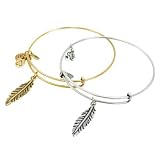 (アレックスアンドアニ )ALEX AND ANI リサイクル 真鍮ワイヤーバングル SMALL FEATHER 羽モチーフ ALEX