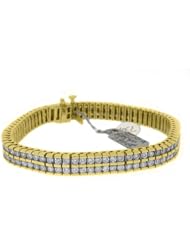 14k Yellow Gold 7.90 Carat 2-Row Box Shape Round Diamond Tennis Bracelet