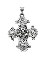 14K White Gold 26.00X22.00 mm Dagmar Cross Pendant