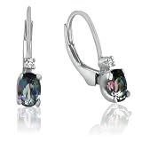 Sterling Silver Mystic Topaz and Diamond Leverback Earrings 1ct tw