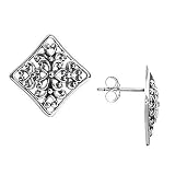 Sterling Silver Filagree Square Post Earrings