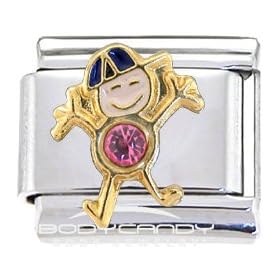 Crystal Gem Boy October Birthstone Italian Charm