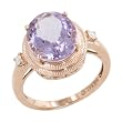 10k Pink Gold Rose De France Amethyst Ring with Diamond Accent