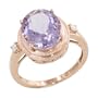 10k Pink Gold Rose-de-France Amethyst Ring with Diamond-Accent, Size 6